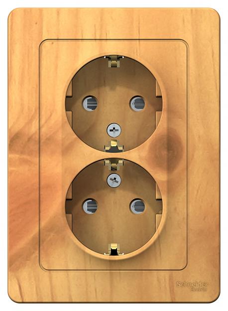 Systeme electric BLNRS001125 BLANCA С/У РОЗЕТКА двойная с заземлением со шторками, 16А, 250В, ЯСЕНЬ фото 2