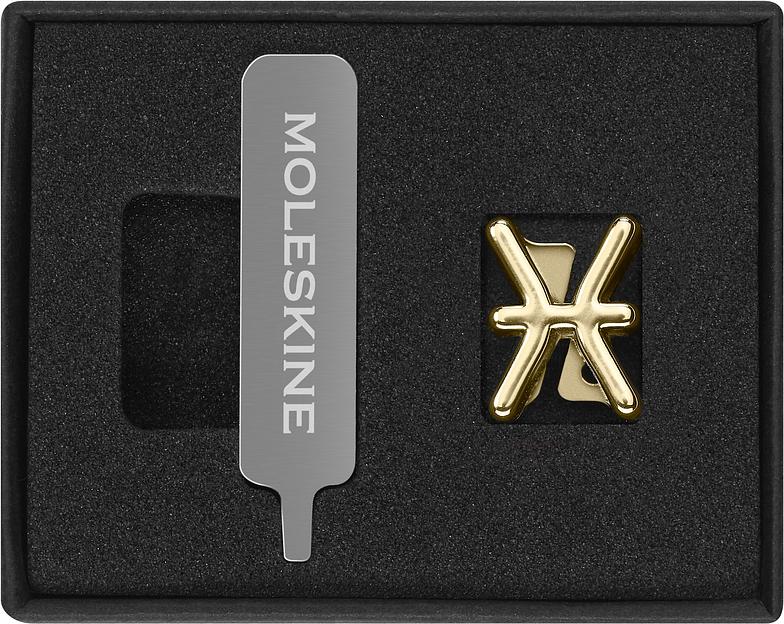 Шильд-символ Moleskine Zodiac Рыбы металл золотистый коробка с европод. PINPISCESGOLD фото 1