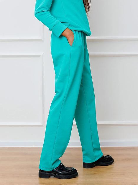 Брюки трикотажные, женские, зелено-бирюзовый, Опт фото 3