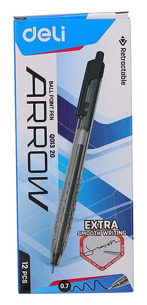 Ручка шариковая Deli EQ01320 Arrow авт. 0.7мм прозрачный черный черные чернила фото 2