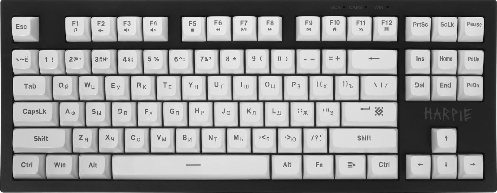 Клавиатура DEFENDER (45401) Harpie GK-401 RU,чер/бел,87кн+FN,радуж,1.5м фото 6