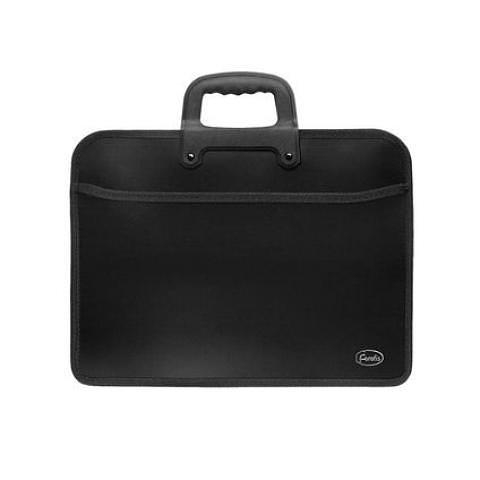 Папка-портфель с 2 отделениями, А4, с ручкой, на молнии, 0,70 мм, черный, Forofis фото 1