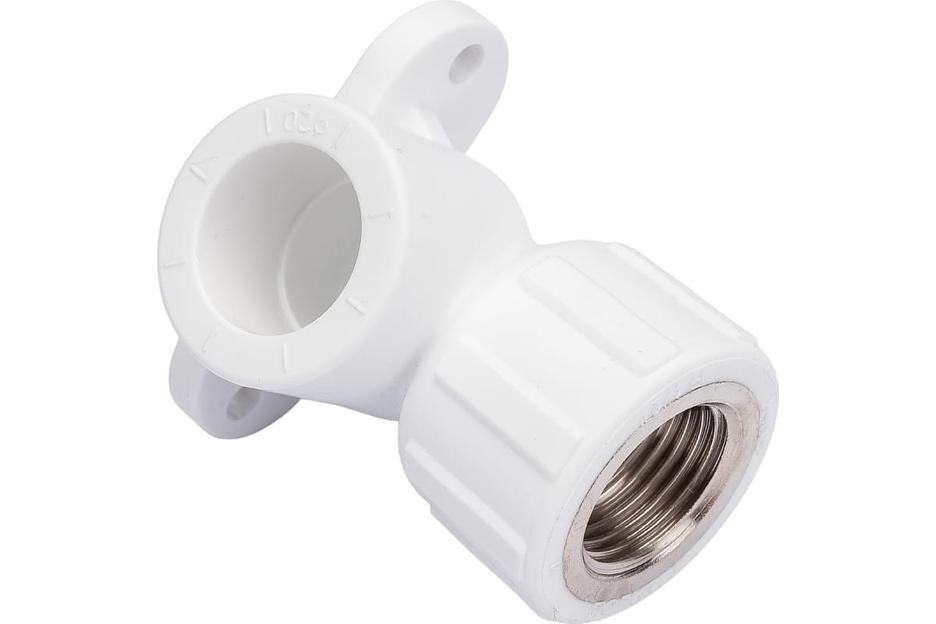 Водорозетка комбинированная 20х1/2' ВР полипропиленовая PPR белая с креплением фото 2