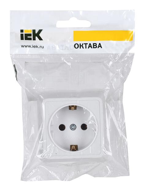 Розетка силовая IEK ОКТАВА (ERO11-K01-16-DC) откр. зазем. IP20 белый (упак.:1шт) фото 2
