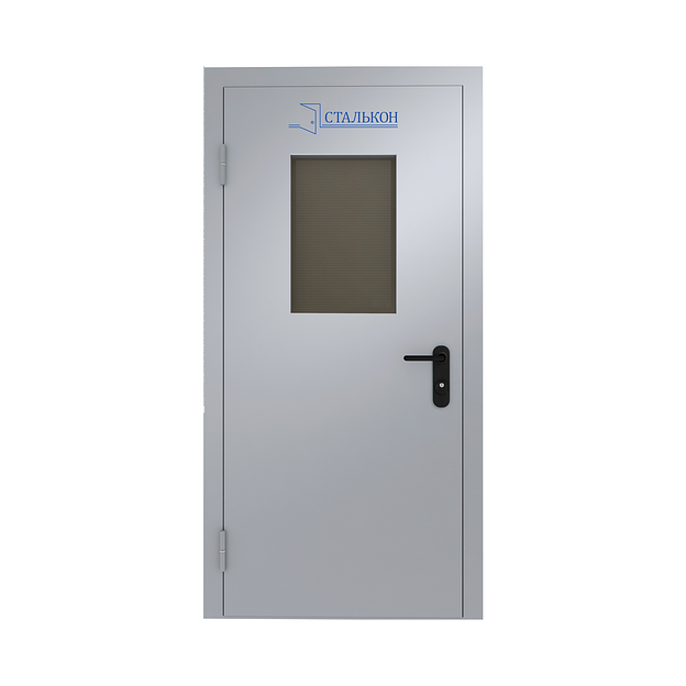Дверь металлическая противопожарная остекленная однопольная 01 EI-60 40Х60 фото 1