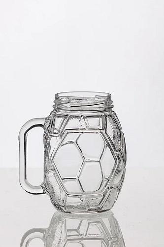 Банка для коктейля 500 мл. d=80 мм. без крышки с ручкой Футбол /1/ фото 1