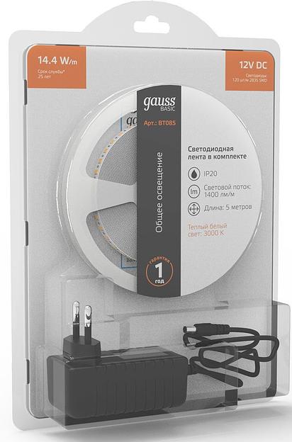 Лента светодиод. Gauss Basic 5м (BT085) фото 2