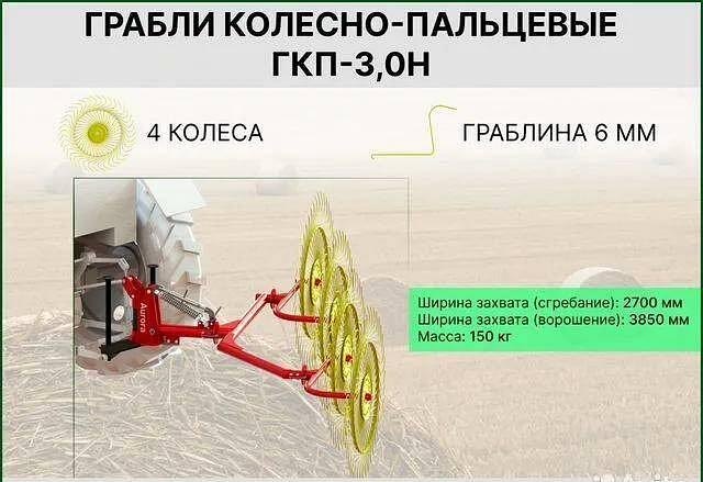 Грабли ворошилки, валкователи ГКП-3.0Н (S6) 2023 опт фото 8