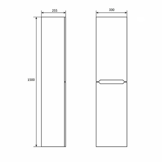 Шкаф-пенал для ванной Uperwood Tanos, 33*27*150 см, подвесной, белый/графит, правый фото 3