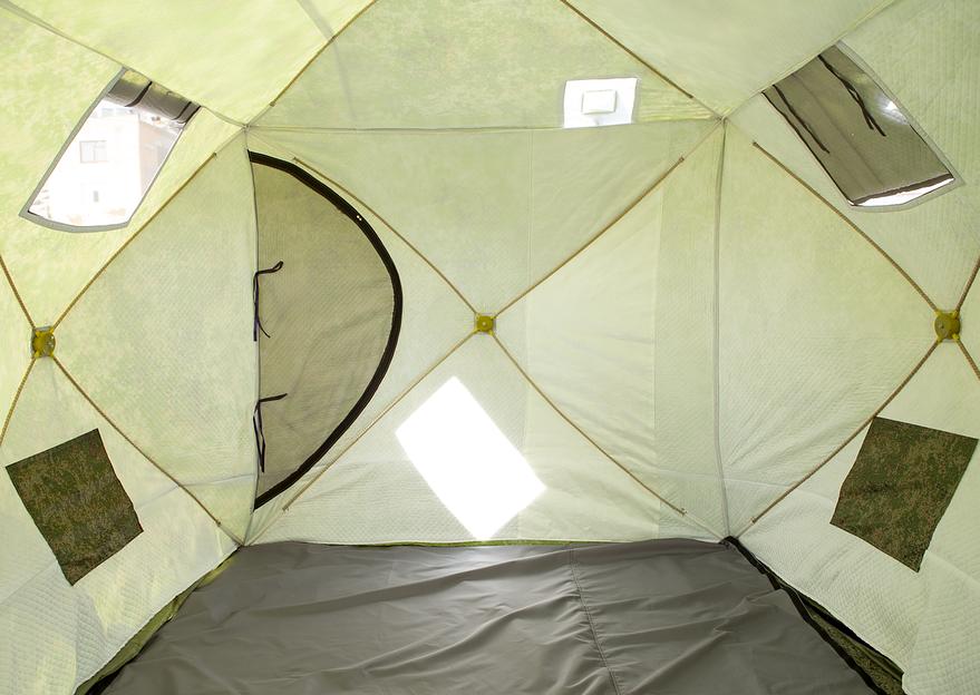 Палатка СТЭК куб 4 Дубль КМФ, 440*220*205 см, выход под трубу фото 7