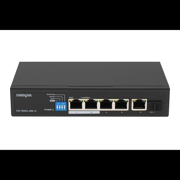 Неуправляемый 4 портовый PoE коммутатор PUS-TS04GL-60M v2 фото 1