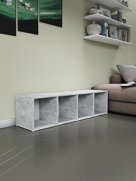 Стеллаж универсальный 4-секционный Wood&Stone «Малави» 320 цемент светлый 136×34.5×35.7 см фото 10