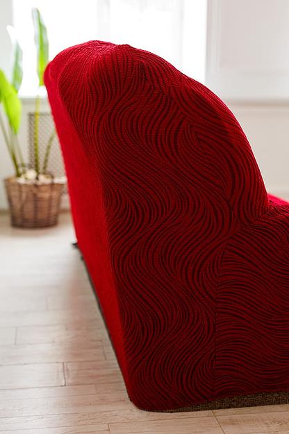 Чехол на трёхместный диван Чехлы&Пледы «Жаккард Волна» бордо ОПТ фото 4