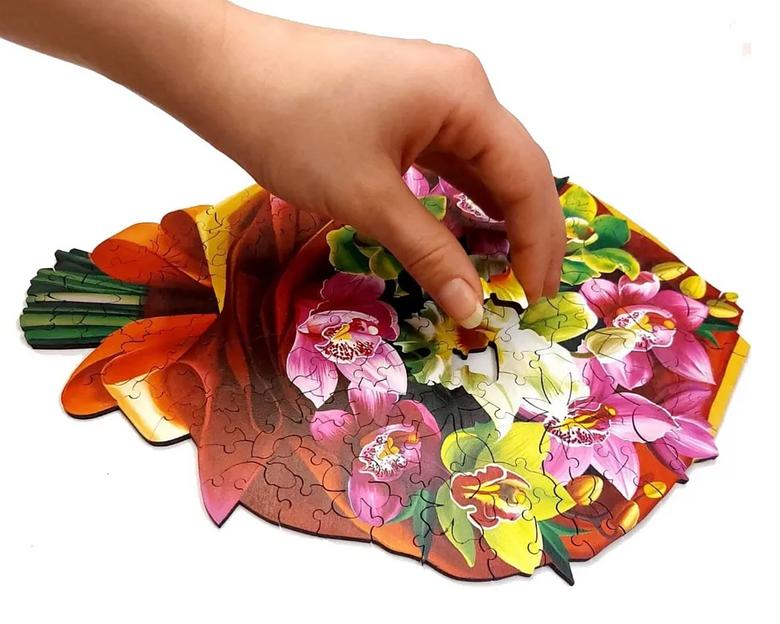 Деревянные пазлы «Орхидея» 21×29 см M (А4) 184 детали фото 2