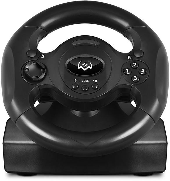 Руль SVEN GC-W300 (педали, вибро, лепестки, D-pad, 10 кл, резин. вставки, PC, цифр. и аналог.) SVEN GC-W300 (SV-017934) фото 1