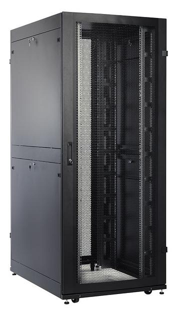 Шкаф серверный ЦМО ШТК-СП-48.8.10-48АА-9005 48U 800x1000мм пер.дв.перфор. 4 бок.пан. 1350кг черный фото 1