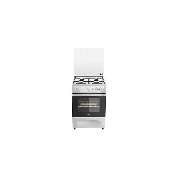 Газовая плита Darina 1D GM 141 007 W, газовая духовка, стеклянная крышка, сталь, белый и черный фото 1
