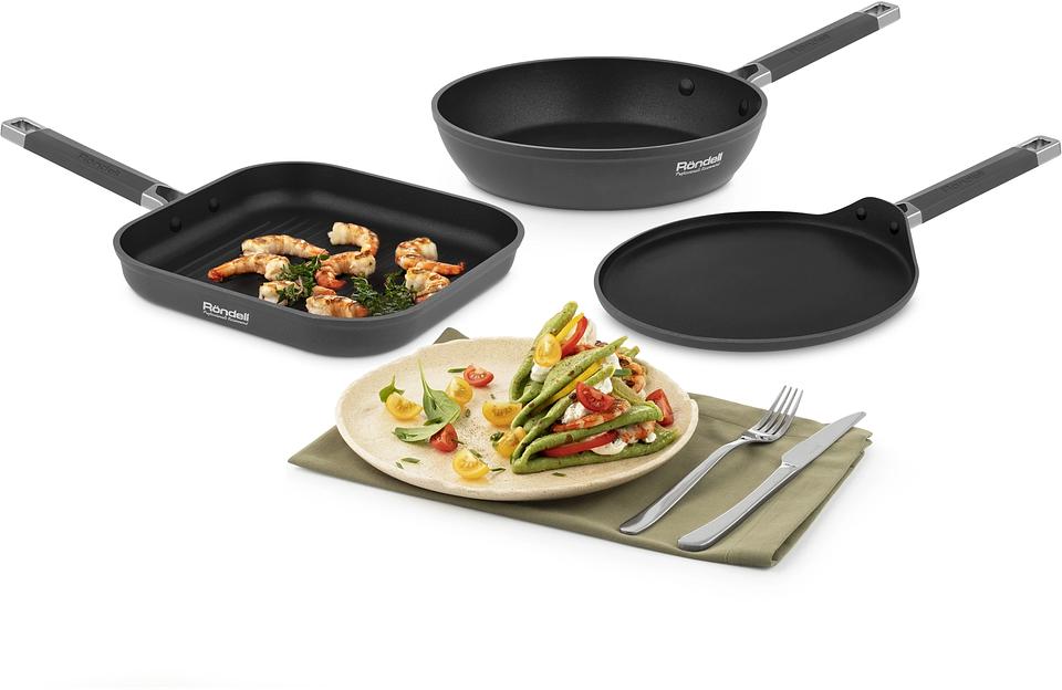 Сковорода ВОК (WOK) Rondell Stolz RDA-1771 круглая 28см покрытие: Xylan Plus ручка несъемная (без крышки) серый фото 5