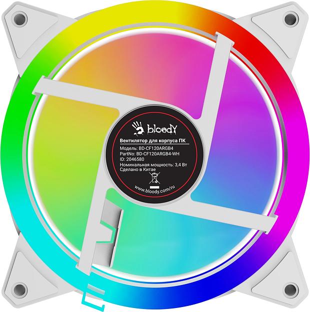 Вентилятор для корпуса Bloody BD-CF120ARGB4 ARGB 120х120x25 белый 4-pin 26дБ (BD-CF120ARGB4-WH) Ret фото 6