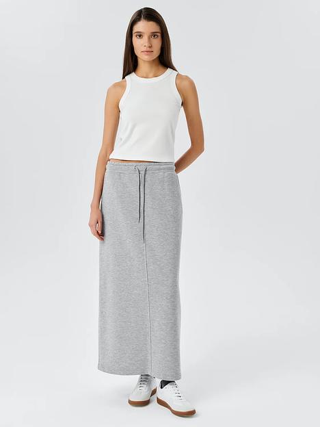 Юбка трикотажная с разрезом, серый, опт фото 3