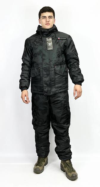 Костюм камуфляжный зимний, чёрный питон, ткань «Кошачий глаз», опт фото 1