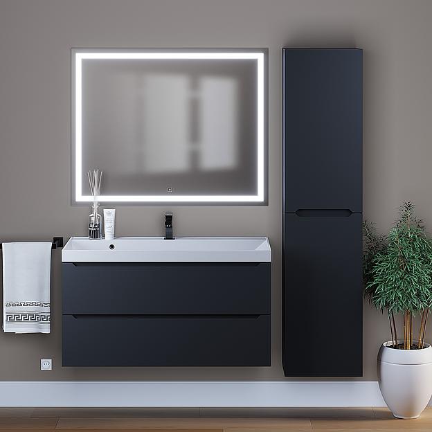 Тумба с раковиной для ванной Uperwood Tanos 100 см, подвесная, матовая, черная фото 6