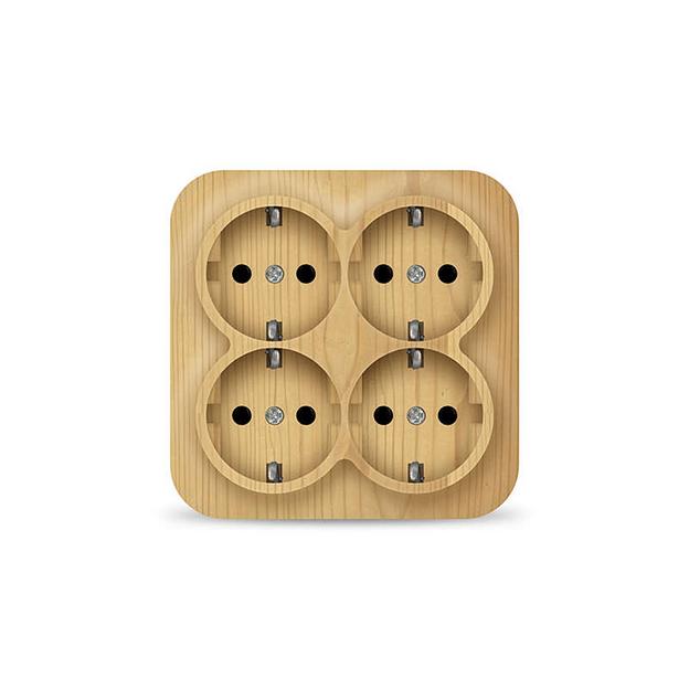 Розетка 4-м ОП 16А IP20 с заземл. сосна квадрат IONICH 1459 фото 1