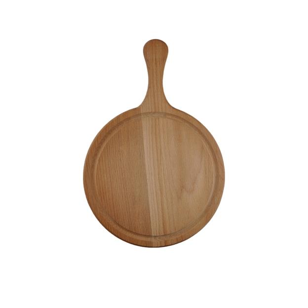 Доска для подачи круг. d=260*20 мм. с желобком и ручкой, бук /1/ фото 1