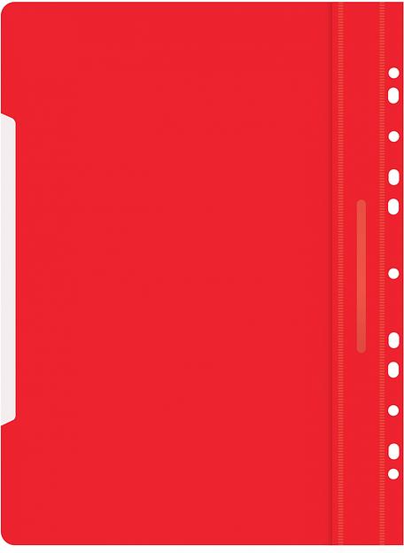 Папка-скоросшиватель Бюрократ PS-P20RED A4 прозрач.верх.лист боков.перф. пластик красный фото 3