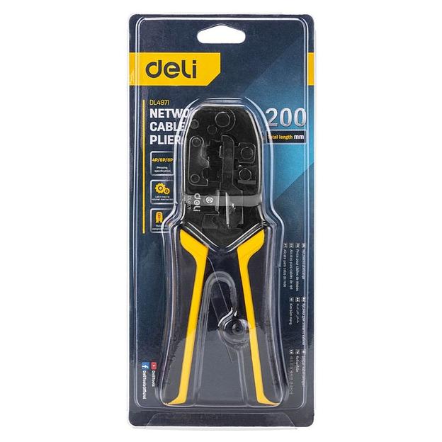 Инструмент обжимной Deli Обжимные клещи с храповым механизмом Deli DL4971 4P,6P,8P 200мм, для витой пары UTP/STP и телефонных кабелей фото 6
