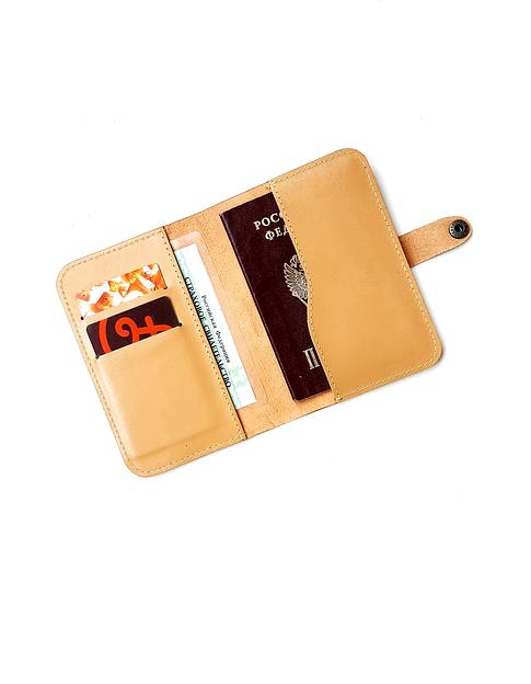 Обложка для паспорта Pattern из натуральной кожи, бежевый фото 2