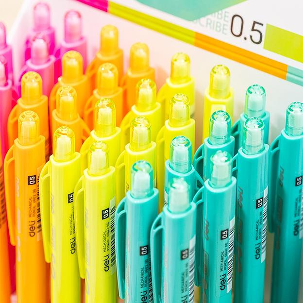 Набор карандашей мех. Deli EU60200-P Scribe 0.5мм трехгран. пластик ассорти дисплей (36шт) ластик фото 6