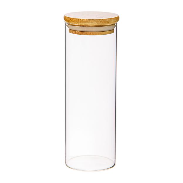 Банка с бамбук.крышкой, Д65 Ш65 В180, 550 мл, прозрачный фото 1