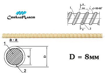 Стеклопластиковая арматура 8мм АКС-8 ГОСТ ОПТ фото 1