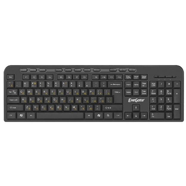 Exegate EX286177RUS Клавиатура ExeGate Multimedia Professional Standard LY-500M (USB, полноразмерная, 115кл., Enter большой, мультимедиа, длина кабеля 1,5м, черная, Color box) фото 1