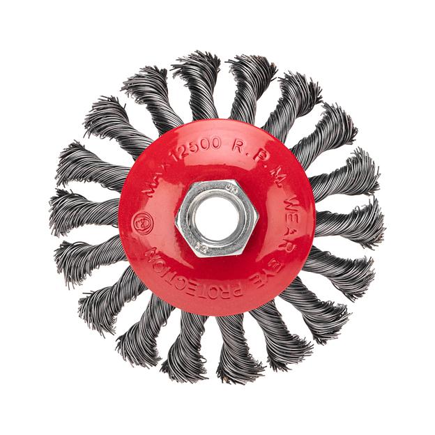 Щетка коническая для УШМ крученая стальная проволока 100 мм М14 фото 1