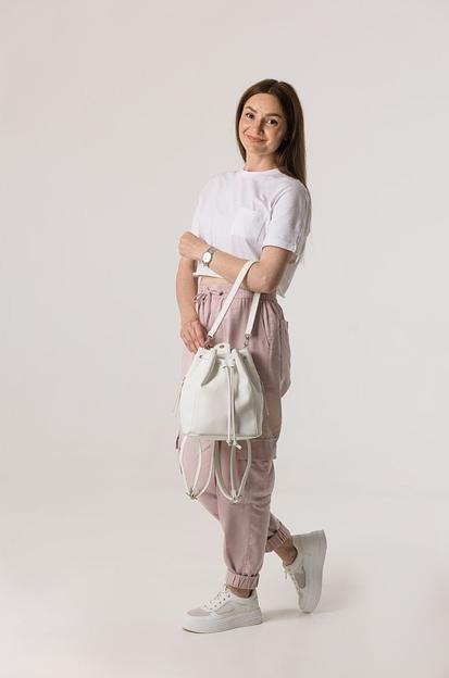 Рюкзак женский кожаный белый опт фото 2