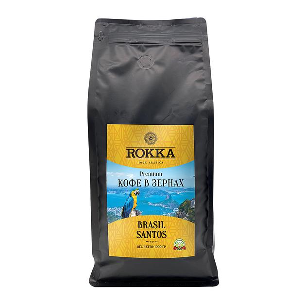 Кофе в зёрнах ROKKA «Бразилия Сантос» 1 кг ОПТ фото 1