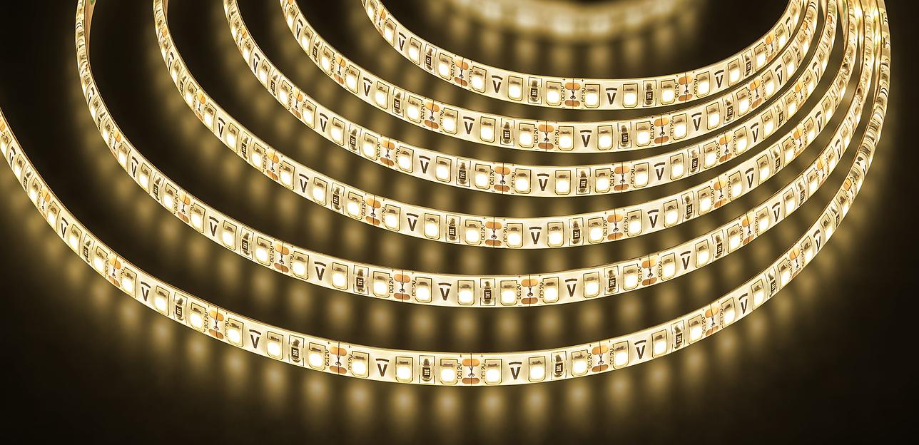 Лента светодиодная LEDх120/м 5м 9.6Вт/м 12В IP65 теплый белый фото 1