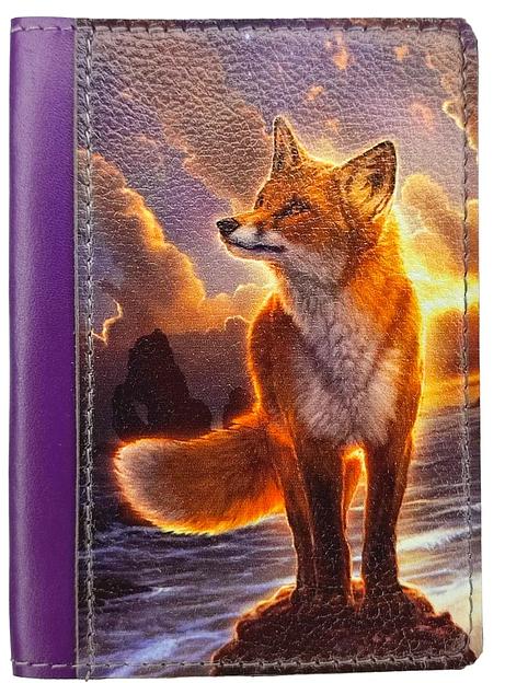 Обложка на паспорт «Лиса на севере фиолетовая» ОПТ фото 1