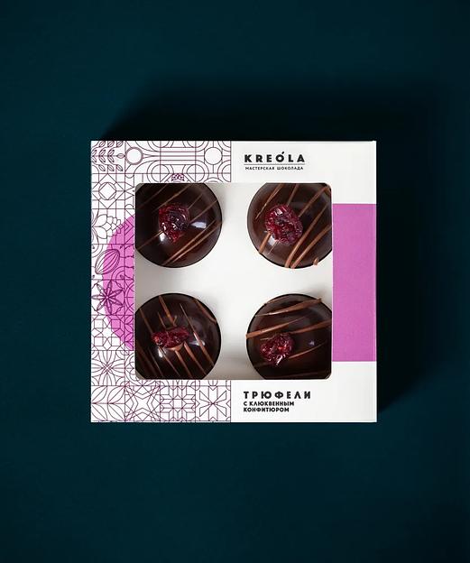 Конфеты Kreola «Трюфель клюква» в тёмном шоколаде ручной работы 4 шт, 85 ± 5 г, опт фото 6