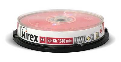 Диск DVD+R Mirex 8.5 Gb, 8x, Cake Box (10), Dual Layer (10/300) фото 1