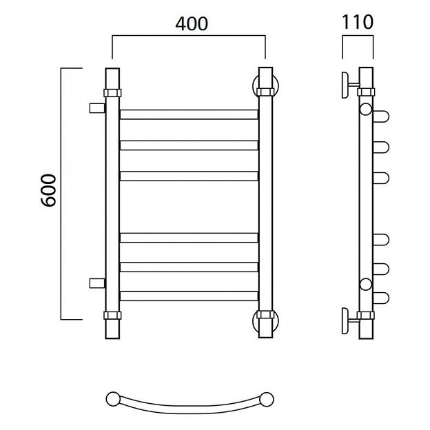 Полотенцесушитель водяной Роснерж Дуга L104011 60x40 с боковым подключением 320 групповой фото 2