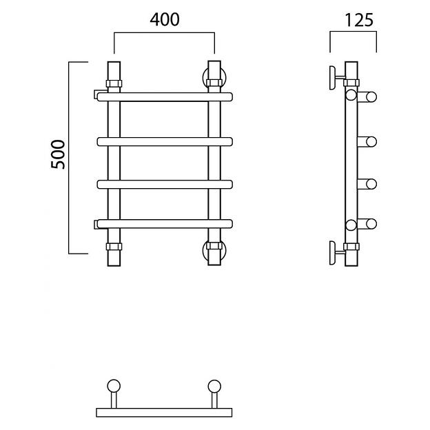 Полотенцесушитель водяной Роснерж Нео 1 L106001 50x40 с боковым подключением 320 фото 2