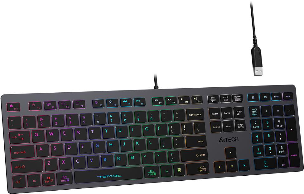 Клавиатура A4Tech Fstyler FX60H серый USB slim Multimedia LED фото 4