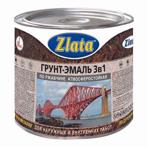 Грунт-Эмаль по ржавчине 3в1 «Zlata» шоколадная 1,6 кг опт фото 1