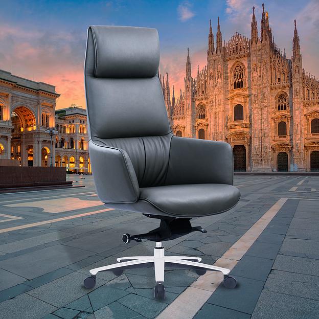 Кресло руководителя Cactus CS-LBK-MILANO кожа крестов. алюминий фото 6