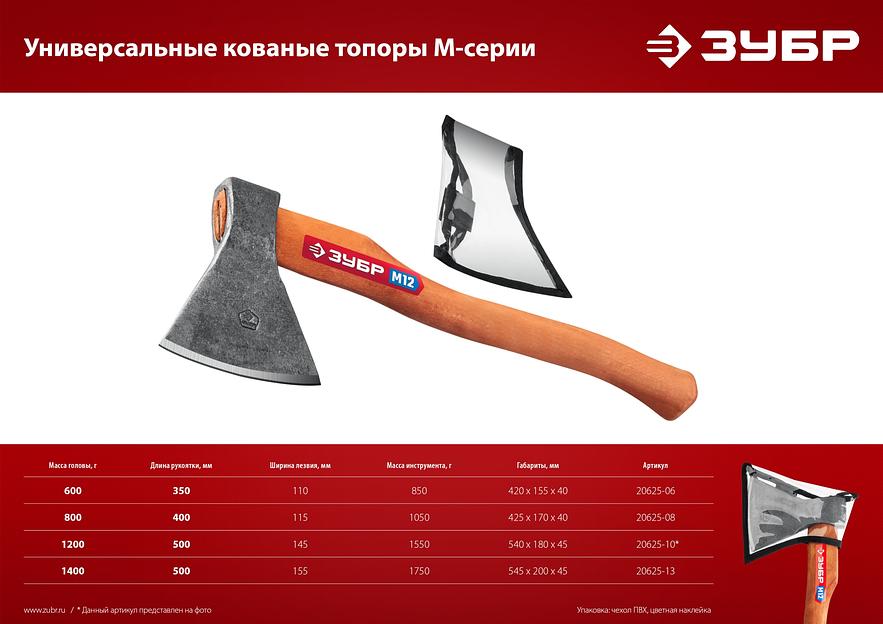 ЗУБР 800/1050 г, 400 мм, универсальный кованый топор (20625-08) фото 8