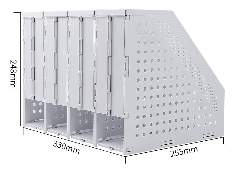 Лоток вертикальный Deli 78996LT-GREY 4отд. складной 332x256x243мм серый пластик фото 3