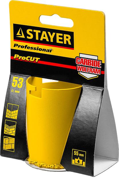 STAYER 53 мм, L 55 мм, карбид вольфрама, кольцевая коронка, Professional (33345-53) фото 4